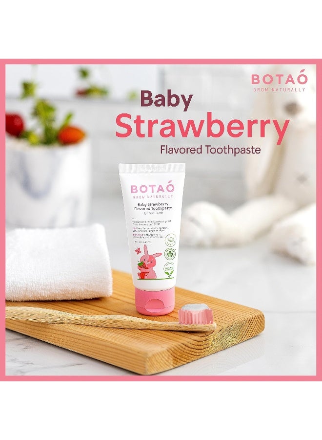 BOTAO Fluoride Free Baby Toothpaste | Strawberry Flavored - Organic Training Natural Toddler Toothpaste for Toddlers | EWG Verified, Vegan, SLS Free, Safe to Swallow, Aloe Vera -1.7Oz - Image 5