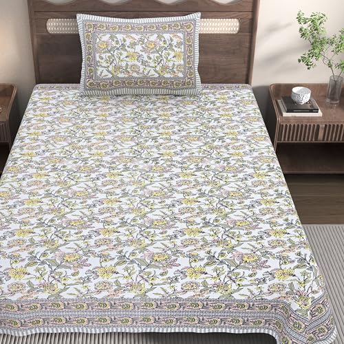 EasyGoods® Cotton Bedsheet for Single Bedsheet with 1 Pillow Cover 60x90 Inch, Handcrafted Bed Sheets (Gray) - Image 3
