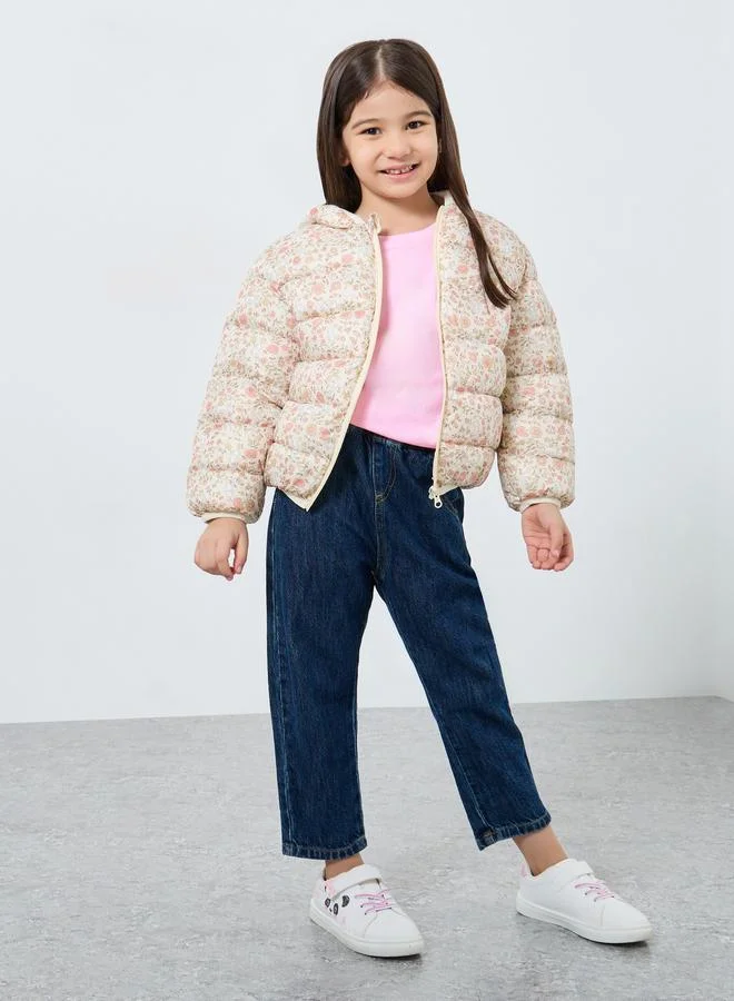 Styli Girl All-Over Printed Puffer Jacket