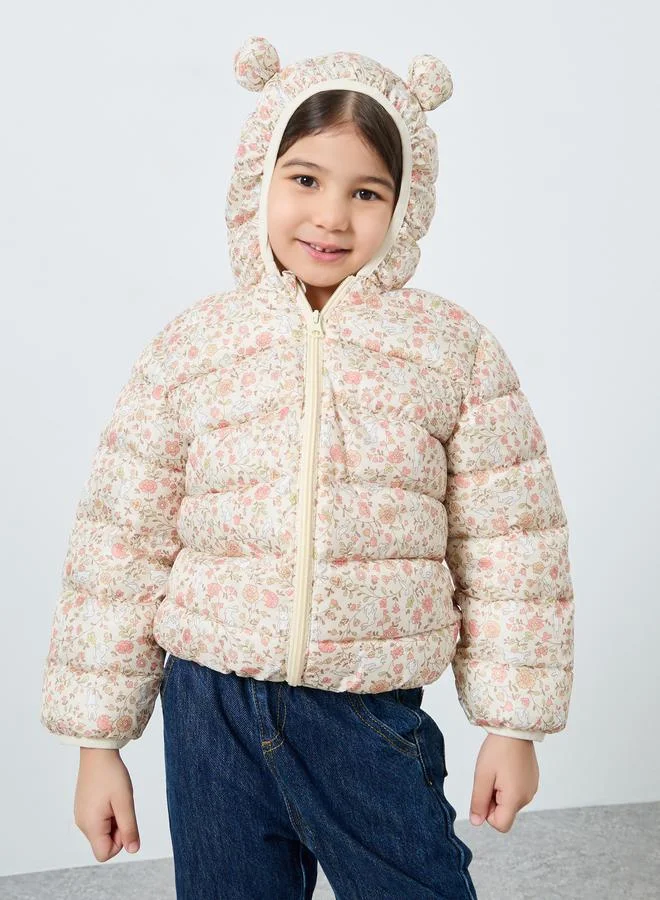 Styli Girl All-Over Printed Puffer Jacket