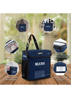 Shopoflux Shopoflux Milk Bag For Door Hanging | Insulated And Waterproof Door Hanging Bag For Milk Sachets And Bottles Storage With Pocket For Notes And News Paper (Blue) - Fold Top, 24.13 Cm, 25.4 Cm  - Image 2