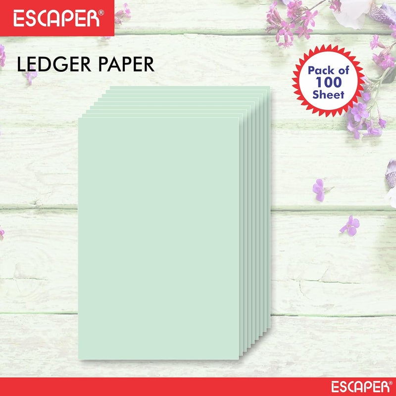 ESCAPER ورق دفتر أخضر بحجم قانوني (14x8.5 بوصة، 80 جرام/متر مربع)، أوراق ناعمة غير مخططة، مقاومة للتجاعيد، قابلة للطباعة على الوجهين، للاستخدام المكتبي والقانوني (عبوة من 100، حجم FS (قانوني) - 80 جرام/متر مربع) - Image 3