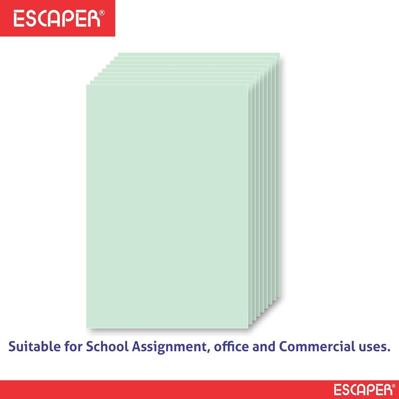 ESCAPER ورق دفتر أخضر بحجم قانوني (14x8.5 بوصة، 80 جرام/متر مربع)، أوراق ناعمة غير مخططة، مقاومة للتجاعيد، قابلة للطباعة على الوجهين، للاستخدام المكتبي والقانوني (عبوة من 100، حجم FS (قانوني) - 80 جرام/متر مربع) - Image 5