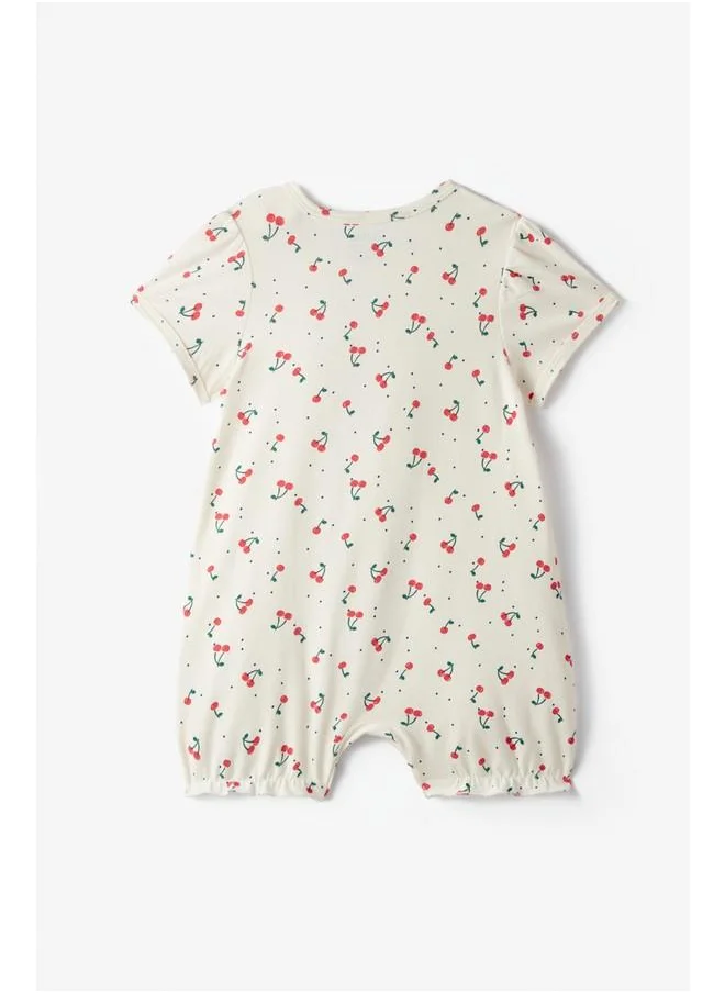 جون June Baby Girl Patterned Short Jumpsuit Ecru