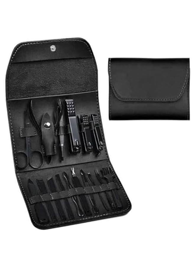 HOOKOR Manicure Set 16 in 1 Stainless Steel, Professional Manicure Kit Nail Clippers Set,Portable Travel Grooming Kit for Men and Women with Black Leather Travel Case (23-1) - Image 1