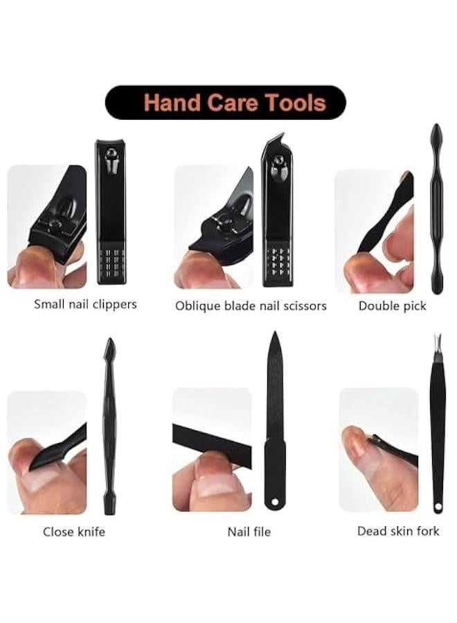 HOOKOR Manicure Set 16 in 1 Stainless Steel, Professional Manicure Kit Nail Clippers Set,Portable Travel Grooming Kit for Men and Women with Black Leather Travel Case (23-1) - Image 3