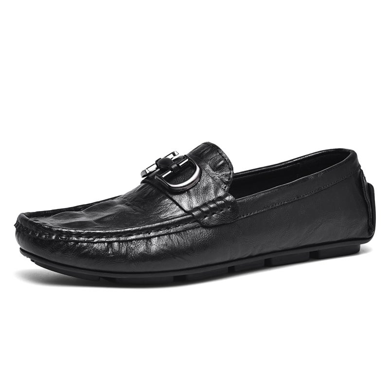 Men's Casual Genuine Leather Loafers with Crocodile Pattern - Image 5