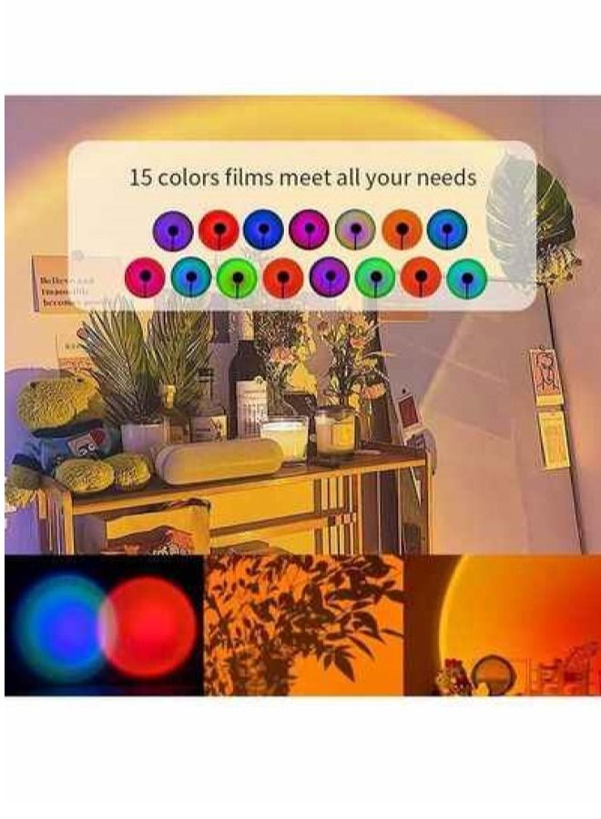 XiuWoo 15 Colors Portable Modern Style Antique Designed Sunset Projection Light Lamp With Remote 20 x 12 x 12cm - Image 3