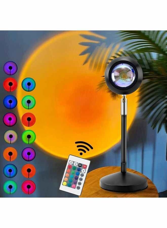XiuWoo 15 Colors Portable Modern Style Antique Designed Sunset Projection Light Lamp With Remote 20 x 12 x 12cm - Image 1