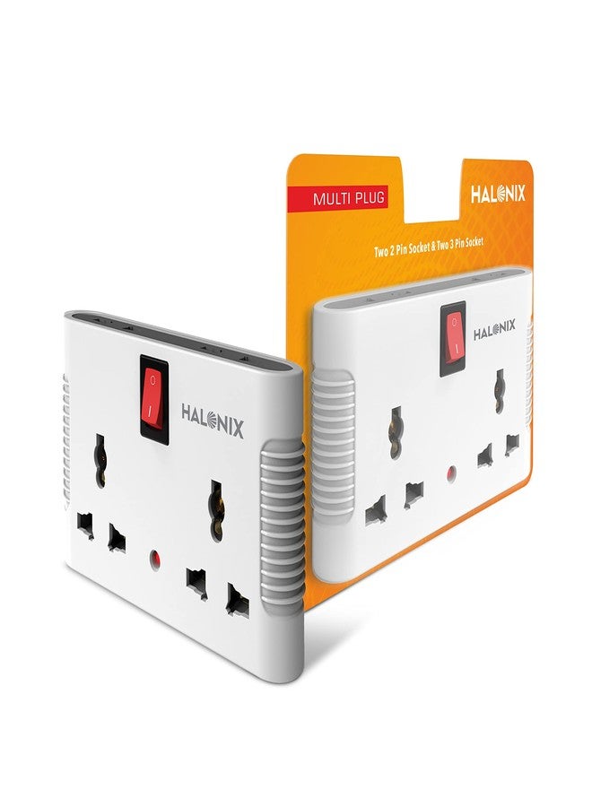 Halonix محول سفر عالمي هالونيكس رباعي الاتجاهات متعدد المنافذ 6 أمبير، برتقالي، (HALONIX MULTI PLUG) - Image 1