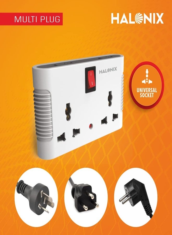 Halonix محول سفر عالمي هالونيكس رباعي الاتجاهات متعدد المنافذ 6 أمبير، برتقالي، (HALONIX MULTI PLUG) - Image 5