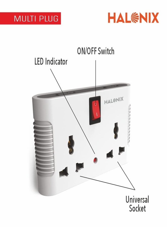 Halonix محول سفر عالمي هالونيكس رباعي الاتجاهات متعدد المنافذ 6 أمبير، برتقالي، (HALONIX MULTI PLUG) - Image 4