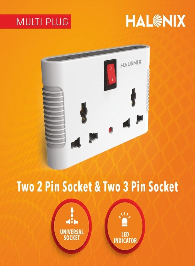 Halonix محول سفر عالمي هالونيكس رباعي الاتجاهات متعدد المنافذ 6 أمبير، برتقالي، (HALONIX MULTI PLUG) - Image 3