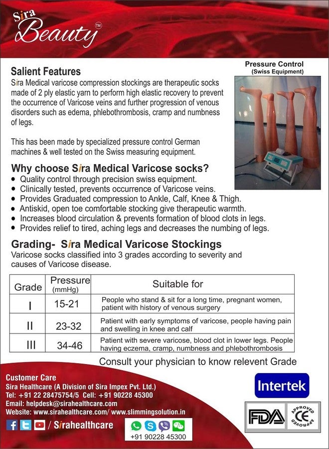 JOINTCOMFO Medical Antiskid Varicose Veins, Graduate Calibrated, Compression Socks, Stocking Improve Blood Circulation, Varicose Vein, Swollen, Aching Legs, Pain Relief, Edema, Sore Legs, Compression Sleeve with Anti Slip Grade - I (15-21 mmHg) (XXL, Black) - Image 5