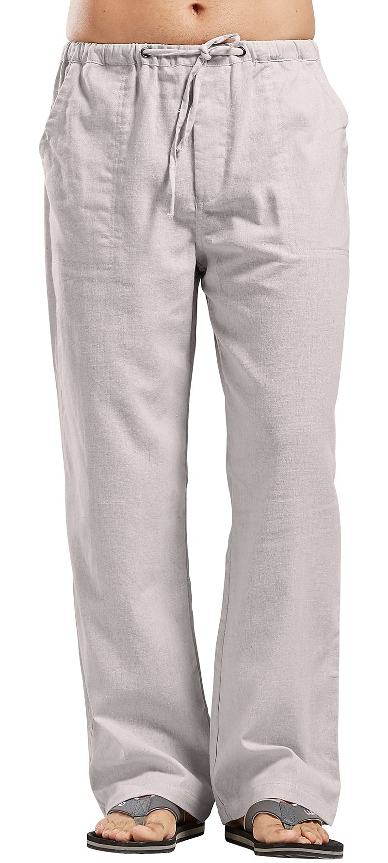 utcoco Qiuse Mens Casual Loose Fit StraightLegs Stretchy Waist Beach Pants Small Grey