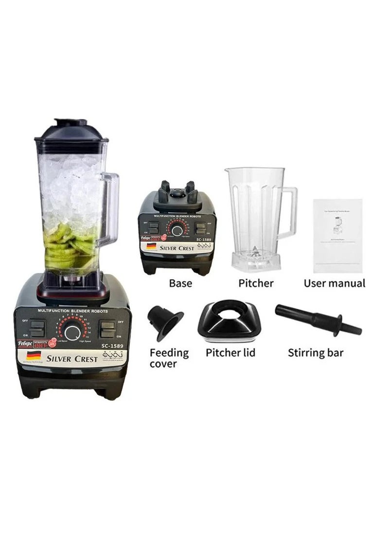 SILVER CREST - Silver Crest 1200 W Multi-Purpose Blender and Food Processor with 2 Bowls and 8 Stainless Steel Blades, 15 Variable Speeds for Crushing Ice, Fruits and Vegetables, and Mincing Meat - Image 1