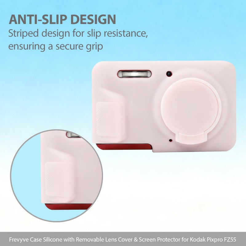 Frevyve Case for Kodak PIXPRO FZ55 Digital Camera Accessories, Soft Silicone Protective Case, Slim Fit Sleeve with Removable Lens Cover and Screen Protector, Lightweight, Anti-Scratch (Jelly Pink) - Image 5