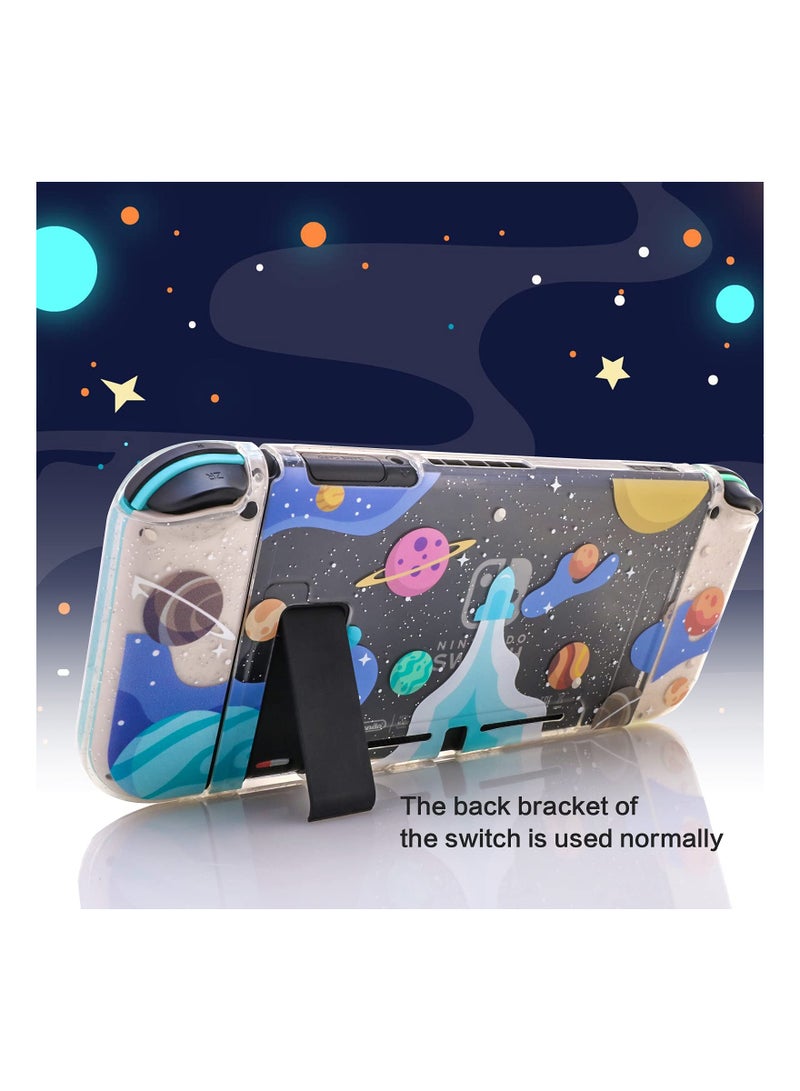 Clear Glitter Switch TPU Case, Protective Switch Case with Glitter Animal Crossing Thumb Grip Case TPU Clear Glitter Protective Case and Tempered Glass Screen Protector for Nintendo Switch - Image 2