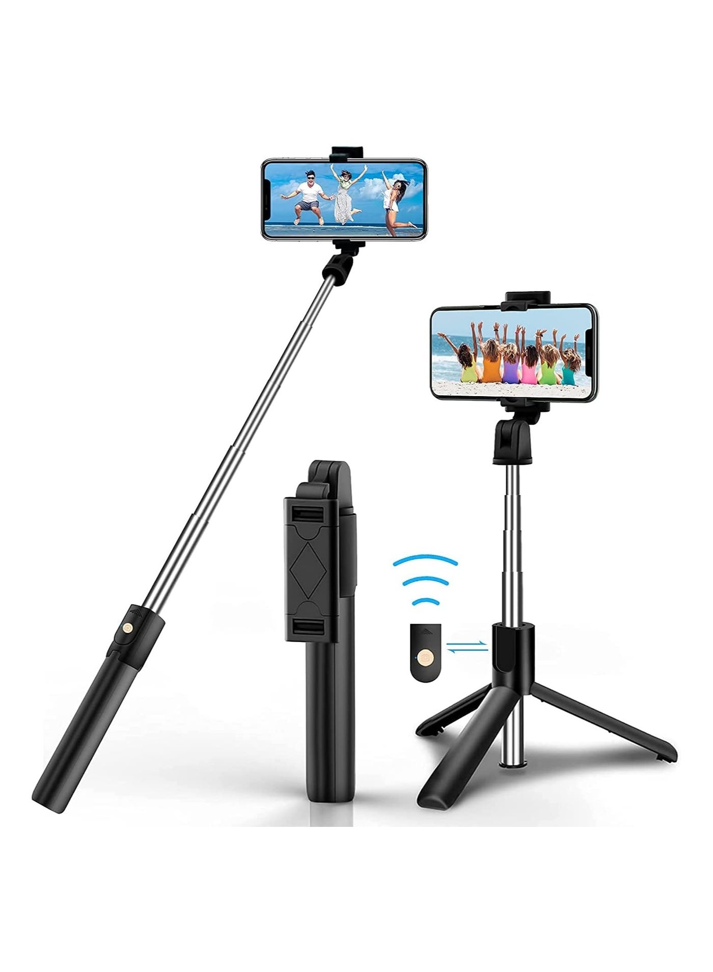 Selfie Stick Tripod, Extendable 3 in 1 Aluminum Bluetooth Selfie Stick with Wireless Remote and Tripod Stand for iPhone 13/13 Pro/12/11/11 Pro/XS Max/XS/XR/X/8/7