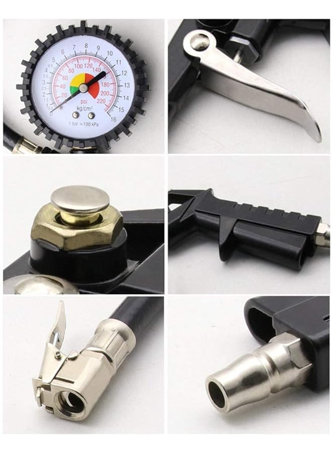 مسدس نفخ إطارات السيارات، مقياس ضغط عالي الدقة لجميع أنواع السيارات - Image 2