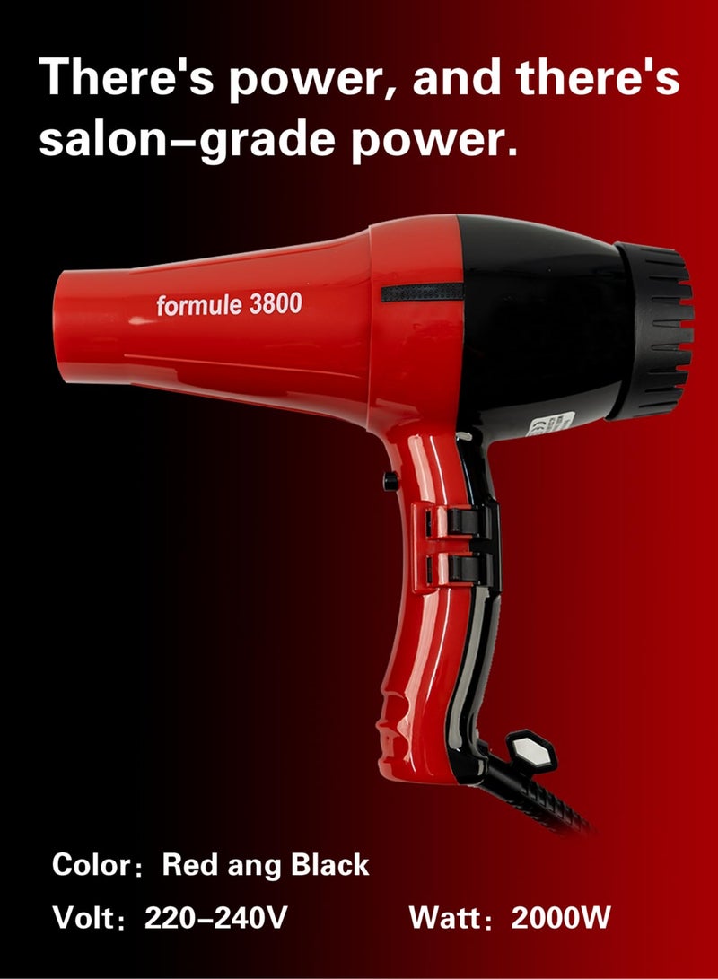Meishida Hair Dryer Powerful Blow Dryer for Personal and Salon Use 2000W Red - Image 2