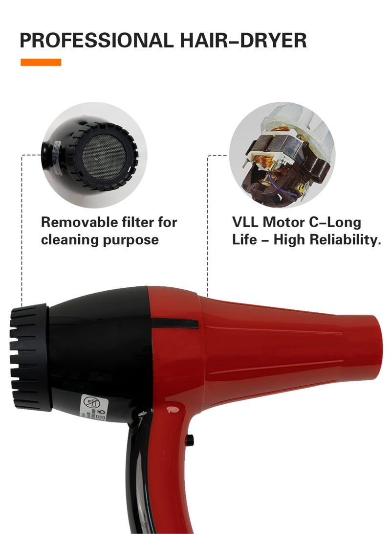 Meishida Hair Dryer Powerful Blow Dryer for Personal and Salon Use 2000W Red - Image 4