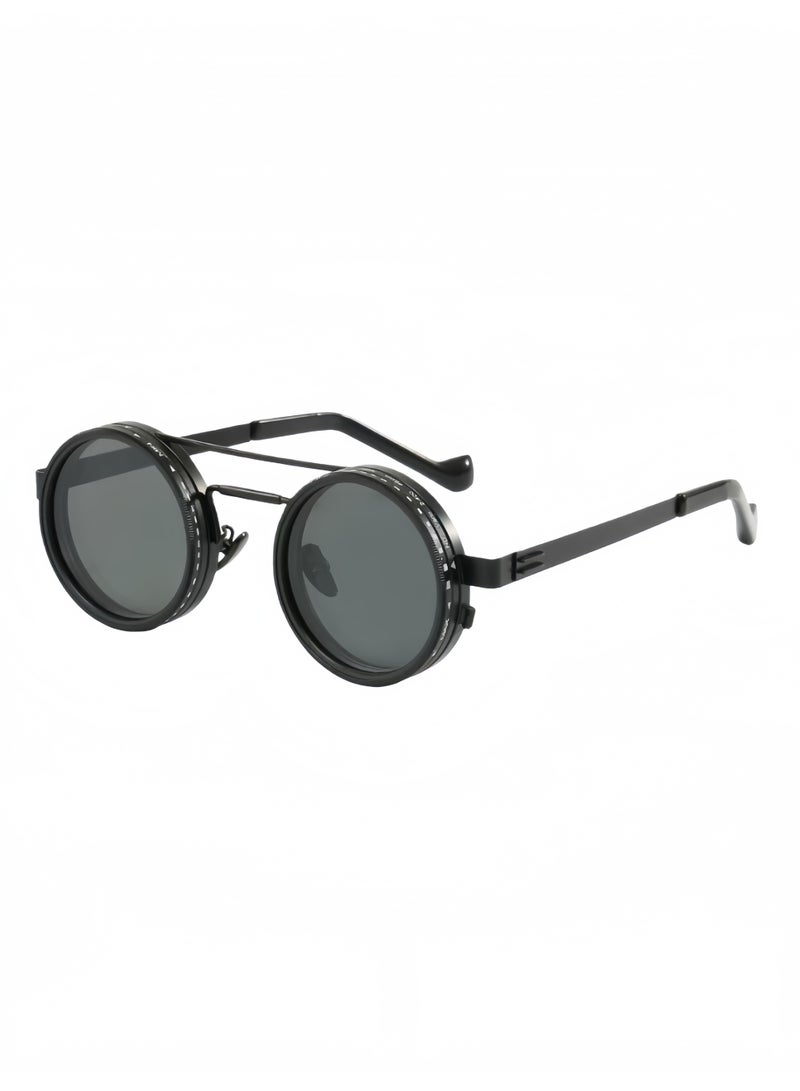 9-level adjustable polarized sunglasses - Double-bar round UV protection sun glasses, anti-glare HD lenses, for day and night, outdoor driving, fishing, travel lightweight and comfortable frame - Image 1