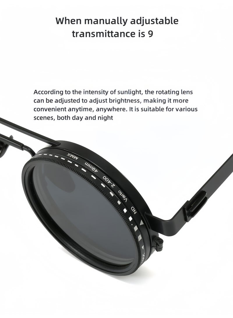 9-level adjustable polarized sunglasses - Double-bar round UV protection sun glasses, anti-glare HD lenses, for day and night, outdoor driving, fishing, travel lightweight and comfortable frame - Image 4