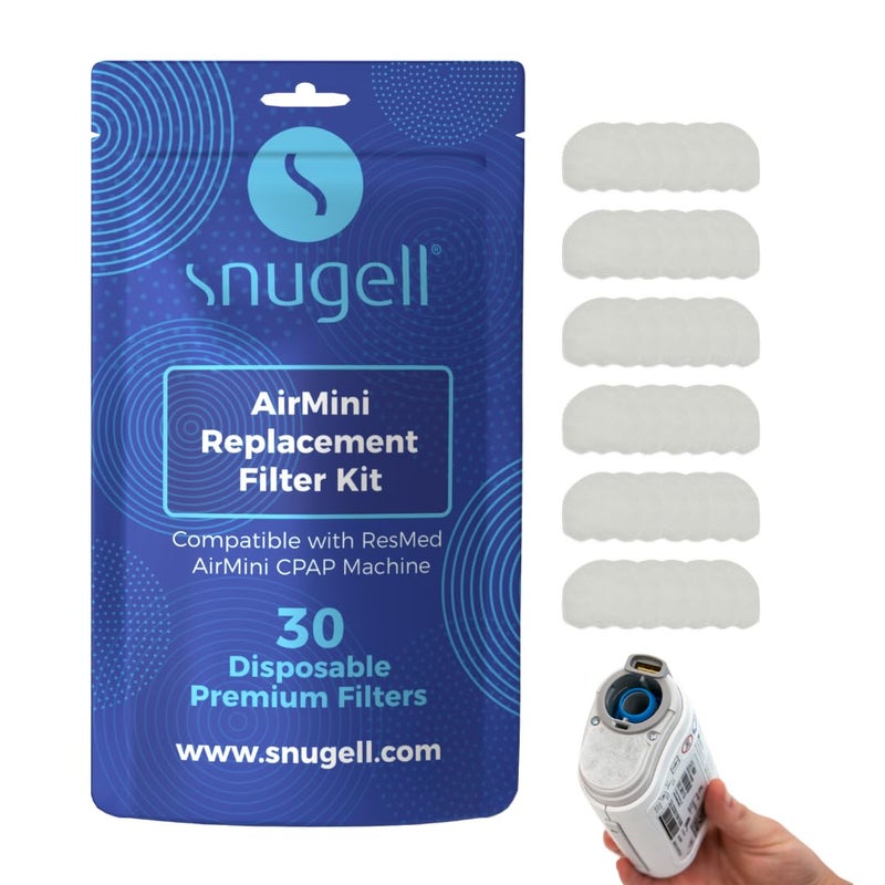 Snugell Replacement AirMini CPAP Filter by Snugell 30 Pack Compatible with Resmed AirMini for Travel or Home Use
