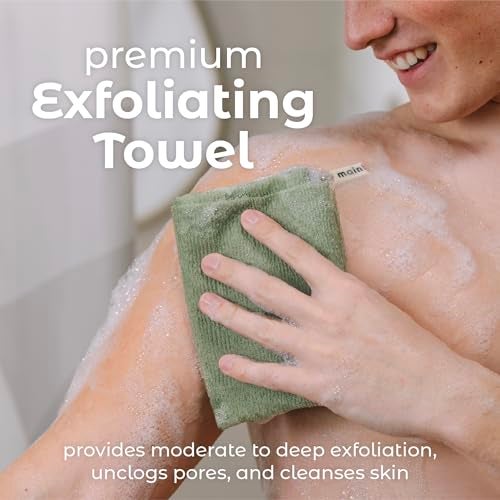MainBasics Exfoliating Shower Towel - Japanese Nylon Bath Towel and Body Washcloth, Quick-Dry, Durable, Deep Exfoliation (Set of 3, Earthy Love) - Image 3