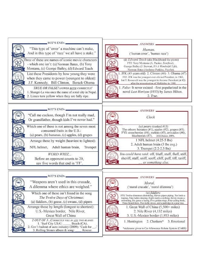 Game Development Group - Wit's End - A Mind Challenging Trivia and Brain-Teasing Game That Will Test Players' Wits & Knowledge - for Adults & Family - Image 1