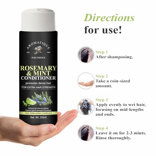 Aromatique Mint Rosemary Hair Conditioner 250ml | Lightweight Hydrating Formula for Dry and Frizzy Hair | Helps Improve Smoothness Softness and Manageability | For Men and Women - Image 5