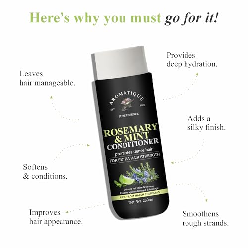 Aromatique Mint Rosemary Hair Conditioner 250ml | Lightweight Hydrating Formula for Dry and Frizzy Hair | Helps Improve Smoothness Softness and Manageability | For Men and Women - Image 2