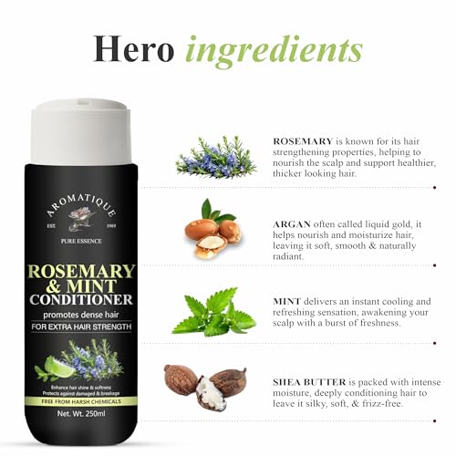 Aromatique Mint Rosemary Hair Conditioner 250ml | Lightweight Hydrating Formula for Dry and Frizzy Hair | Helps Improve Smoothness Softness and Manageability | For Men and Women - Image 3