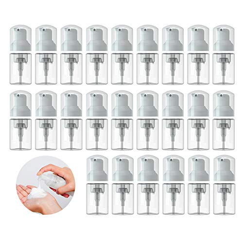 MKLZ 24 Pcs Empty Foam Pump Bottle 1oz/30ml Travel Size Plastic Pump Bottle Soap Bottle Portable Small Hand Sanitizer Dispenser Bottles, Refillable Clear Instant Foaming Bottles for Hand Lotion Shampoo - Image 1
