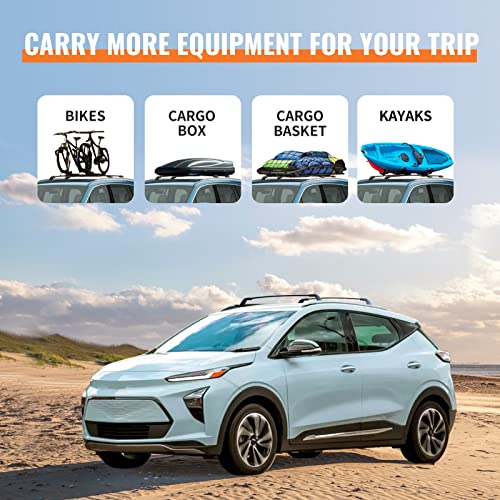 Wonderdriver Roof Rack Cross Bars 220lb Fit for Chevy Chevrolet Bolt EUV 2022 2023 2024 Bolt-EUV, Heavy Duty Aluminum Crossbar Racks Rail Rooftop Carrier Canoe Kayak Bike Cargo Luggage Black - Image 2