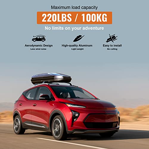 Wonderdriver Roof Rack Cross Bars 220lb Fit for Chevy Chevrolet Bolt EUV 2022 2023 2024 Bolt-EUV, Heavy Duty Aluminum Crossbar Racks Rail Rooftop Carrier Canoe Kayak Bike Cargo Luggage Black - Image 5