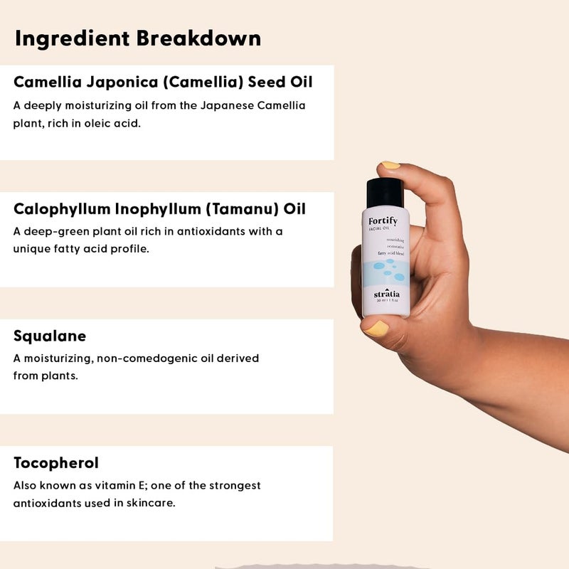 Stratia Fortify - Restorative Facial Oil with Omega Fatty Acids Blend, Nourishing & Non-Greasy for Dry, Combo & Sensitive Skin, 1 Fl Oz - Image 3