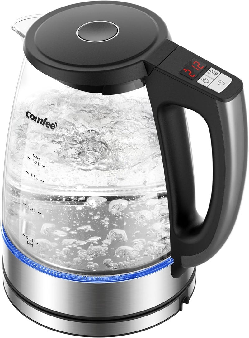 Comfee' ' 1.7L Glass Tea Kettle and Kettle Water Boiler - Electric Kettle Temperature Control with 6 Presets, 2-Hr Keep Warm, Fast Heating, 304 Stainless Steel, Auto-Off and Boil-Dry Protection - Image 1