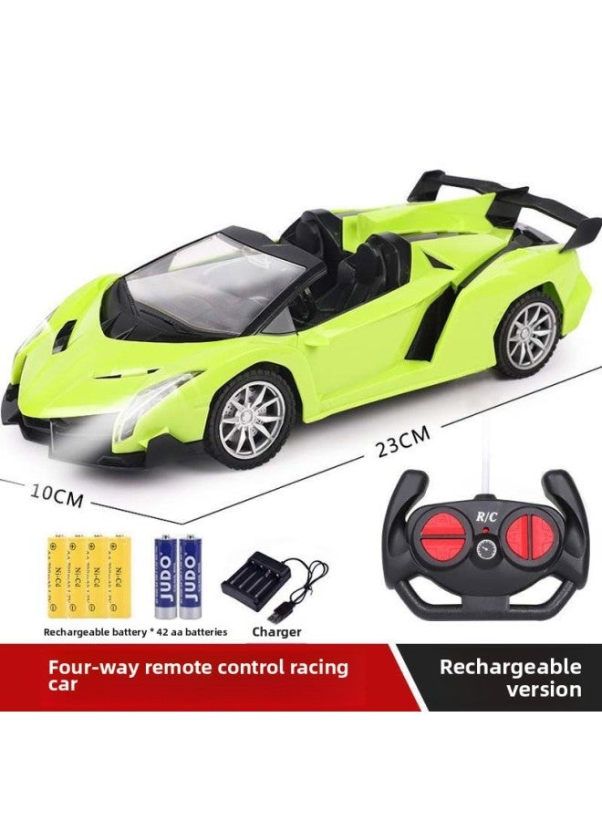 Racing Boy Toy Remote Control Car Change Car Shape King Kong Robot Children's Toy Lambo Oversized Gini-Color:Lamborghini Green Belt Lights-Proportion:Recommended Version (2 Sets Of Rechargeable Batteries + Charger + Remote Control) - Image 1