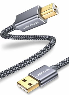 JSAUX Printer Cable, 6.6FT USB Printer Cord 2.0 Type A Male to B Male Cable Scanner Cord High Speed Compatible with HP, Canon, Dell, Epson, Lexmark, Xerox, Samsung and More (Grey)  - Image 1