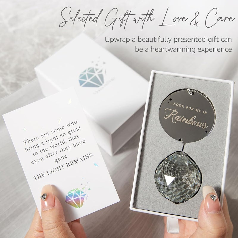 Mooncraftlogy Memorial Gifts for Loss of Loved One, Unique Sympathy Gift Idea Clear Crystal Ball Window Suncatcher, Rainbow Sun Catcher Bereavement Grief Box for Loss of Pet Dog Mom Father Husband Son Daughter - Image 3