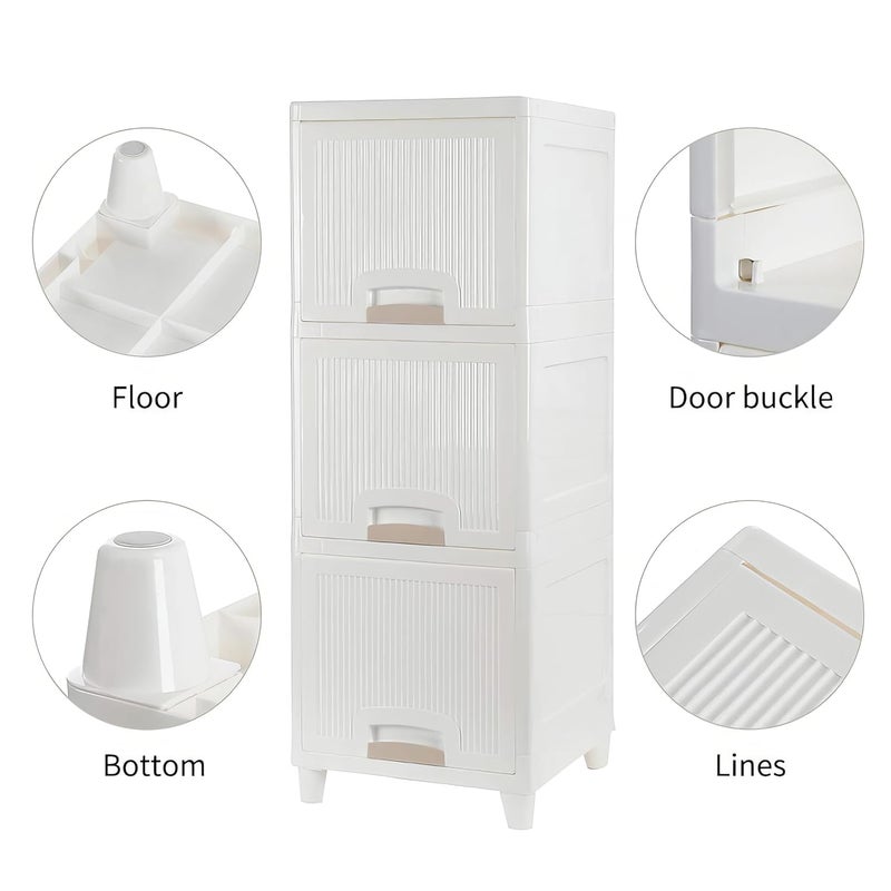 KWER Maximize Storage Space Versatile Stackable Drawer Organizer Storage Box for Ideal for Neat and Tidy Storage Solutions plastic drawers storage White 3 Layer - Image 4
