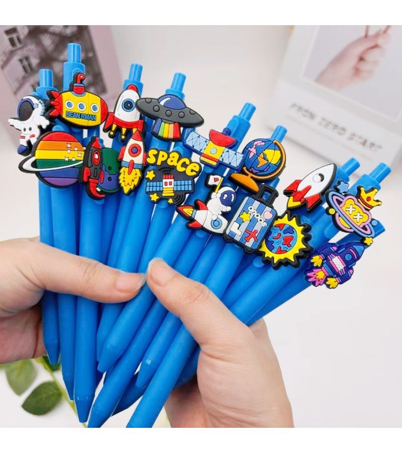 Cartoon Astronaut Space Pen 12pcs Random Style Comfort Grip Ballpoint - Image 1