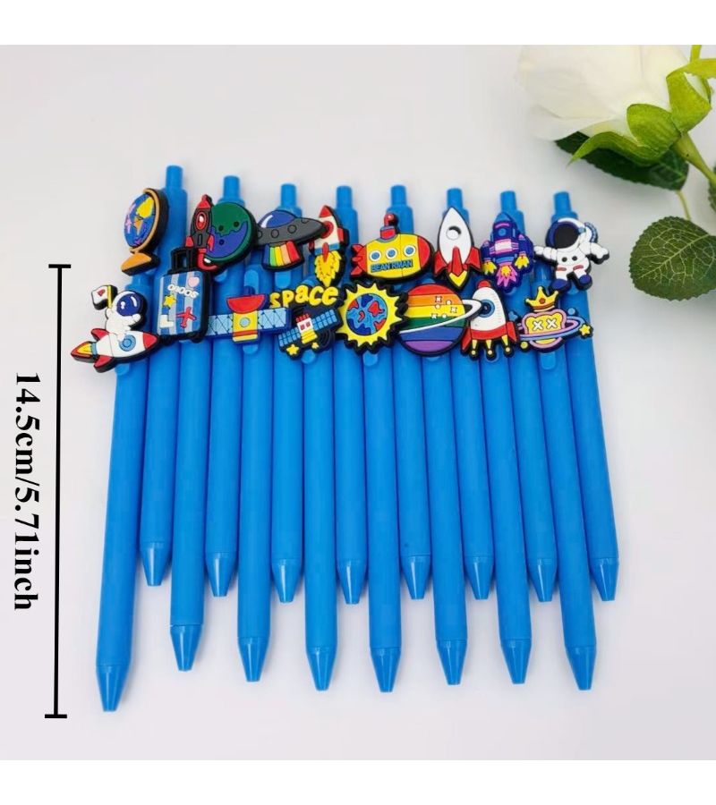 Cartoon Astronaut Space Pen 12pcs Random Style Comfort Grip Ballpoint - Image 2