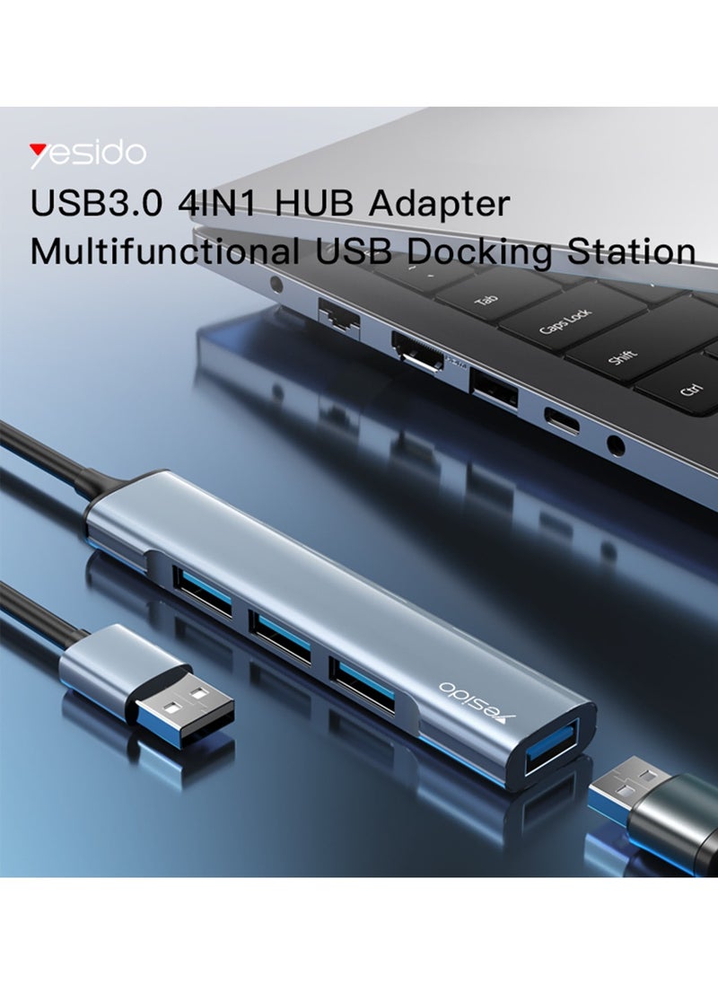 Yesido Yesido HB18 Hub Adapter 4 in 1 Multifunction USB Docking Station - Grey  - Image 3