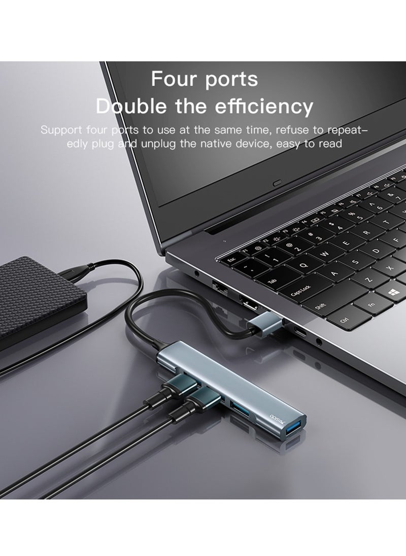 Yesido Yesido HB18 Hub Adapter 4 in 1 Multifunction USB Docking Station - Grey  - Image 5