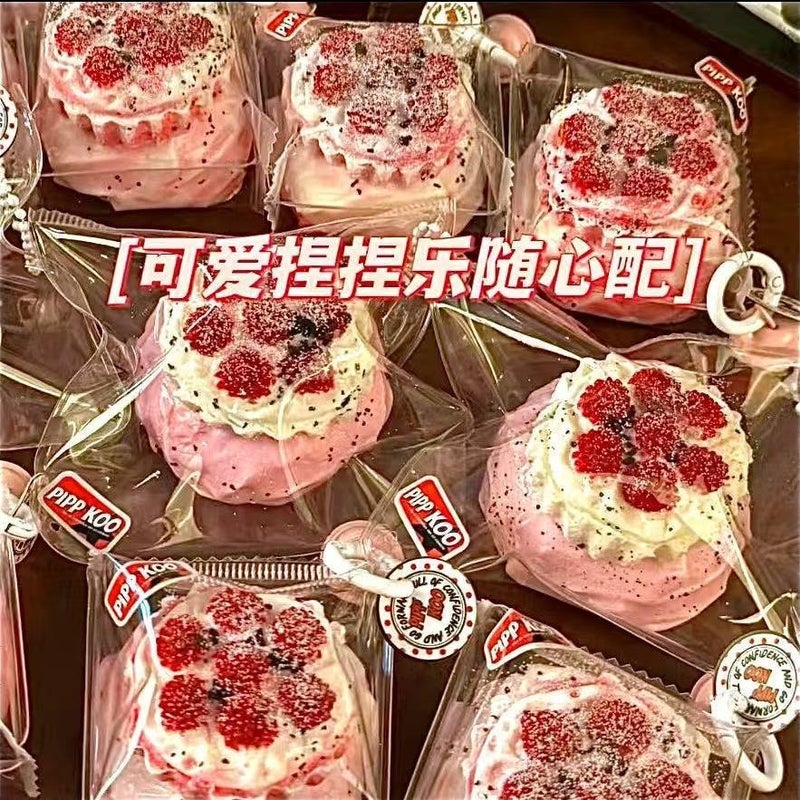 Random Cake Squishy Stress Relief Toy - Soft TPR Silent Simulation Food Shape, High Appearance, Cute Dessert Squeeze Toy for Teens and Adults