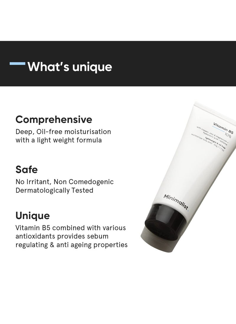 MINIMALIST 10% Vitamin B5 Gel Face Moisturizer for Oily Acne Prone Skin Oil Free Fast Absorbing Lightweight Winter Cream Non Sticky Fragrance Free Men Women 100g  - Image 3