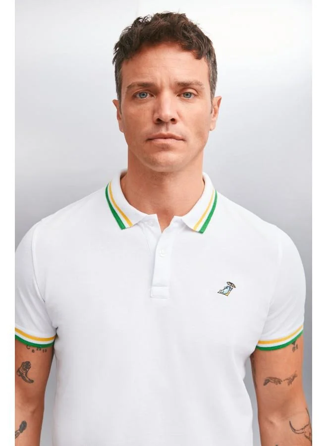 GRIMELANGE Grimelange Xander Men's White Polo Neck T-Shirt